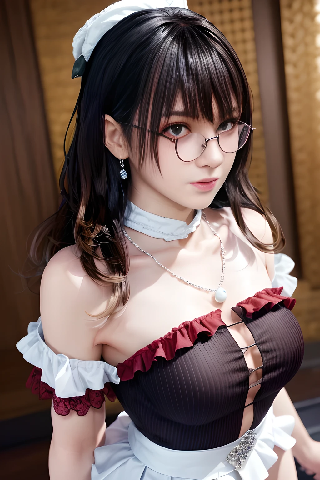 Fine、(The best illustrations)、8k UHD resolution、intricate-detail、top-quality、realisitic、ultra-detailliert、The best lighting、Best Shadows、Soft lighting、Ulutra HD、Ultra-realistic、Tindall Effect、Photorealsitic、(High Detail Skins:1.2)、 (Intricate details, makeup, pureerosface_v1:0.5), (Detailed beautiful delicate face, Detailed beautiful delicate eyes, A perfectly proportioned face, High detailed skin, Detailed skin, best ratio four finger and one thumb, arms below breasts, Tattoo with a red glow under the stomach、Awesome awesome, wide hips, smooth midriff, skiny and thin, __Fashion__, __hair__:1.25)、Digital SLR、 absurd realistic work: 1.3), (max resolution: 1.2), (Ultra HDTV: 1.2), cinematric light, Detailed eyes and skin, detailed facial features, , (Sharp Focus: 1.2), (Focus on Face:1.2),Perfect Style, Beautiful face, acurate, Anatomically correct, Highly detailed face and skin texture, Detailed eyes, Double eyelids, Thin eyebrows, Glitter Eyeliner: 1 Natural cheeks, Glossy skin, Fair skin: 1.2, (Glossy lips: 1.4),(Shy look: 1.2),Highly detailed facial and skin texture, Detailed eyes, Double eyelids, Natural cheeks, shiny lips: 1.4,Exposed cleavage、Bewitching。Seductive、Dark black hair、Small Devil、Evil Nun、Torn monastic clothing、corset fishnet stockings、Chest emphasis、((((Huge glasses, Otaku Glasses, thick glasses, Round glasses)))),(((Colossal tits)))、The long-haired、hair without braids、Ponytail distortion、, Ponytail with a bow tied at the back of the hair, Beautiful expression、Body Up、Big breasts emphasis, Super tight breasts, Breast augmentation surgery, The breasts are very big and round and round,Toned waist、Wide buttocks、intricate tattoos, demonic intricate tattoos, thigh tattoos, body tattoos, Red sparkling gemstone necklace、Jewelry Gwise, wearing black mesh socks,Wear light red、nffsw, nffsw, Meet beautiful girls, Look at the girl's body, Bat Wings,(((Demon Horns)))、(Devil's Tail)、In the Dark、(Detailed spooky backgrounds:0.8), Two super beautiful sexy girls、