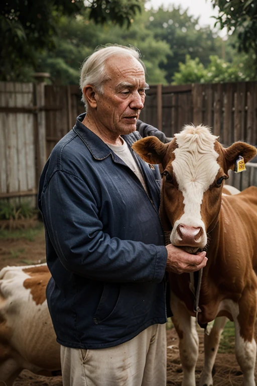 Create a real man who who helps with. Cow