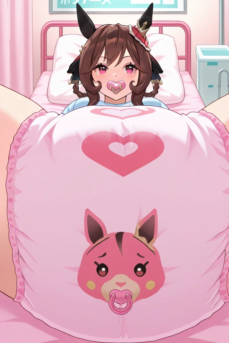 Ochaco Uraraka , My Hero Academia, big , big ass, black lace lingerie, black lace bra, black lace panties, black stockings, lying on the bed face down, holding her ass with one hand, heart eyes, black panties covering her ass