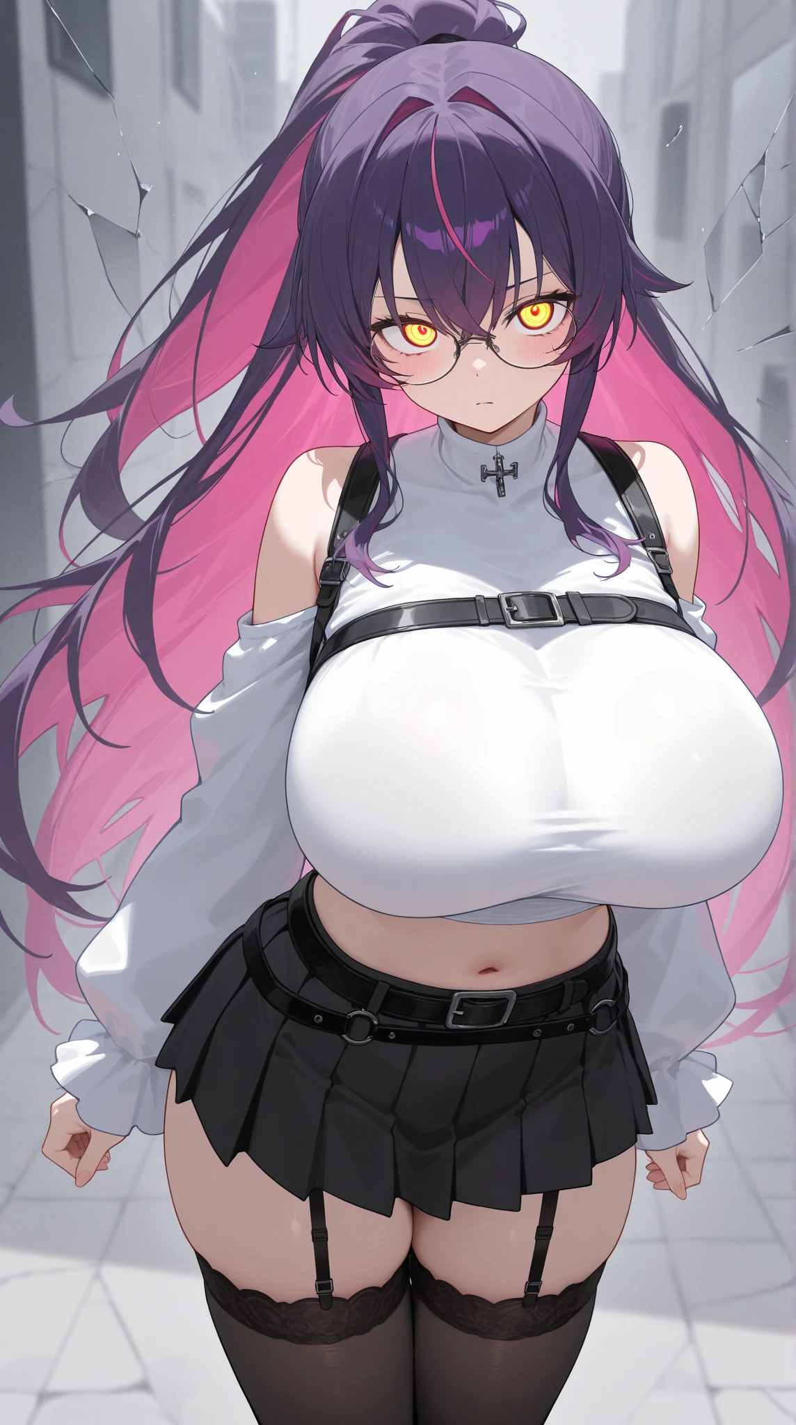 (masterpiece, Highest quality:1.2), One girl, alone、Hinano Tachibana、(black:1.35) Two-tone pink hair parted vertically down the middle、Ribbon tied on the side:1.3) (Half々 (black:1.35) Her pink hair is parted vertically down the middle:1.3) ((black:1.35) Pink ombre hairstyle with vertical parting in the middle:1.3)(nsfw:1.5)、Ahegao、(On all fours:1.1)、( (Bouncing breasts、Chest not aligned,Motion Lines、Motion Blur、trembling:1.2),(Scream:1.2)Tears in my eyes