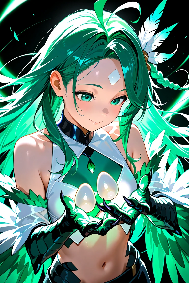 A naughty girl with a green wind motif,Pure white background,See-throughボディスーツ,Transparent skin,Little exposure,セクシーなSee-throughボディスーツ,エスニックdesigner bodysuit,SFdesigner bodysuit,Green wind pattern,Green glowing pattern,See-through,whole body、Girl floating in the air,Accentuated body lines、Large Breasts,Sexy Design,Accentuated breasts,Almost naked,whole bodyのクローズアップ,Shiny bodysuit,Accentuated crotch,Emphasized milk,Complete limbs,Embossed Pattern