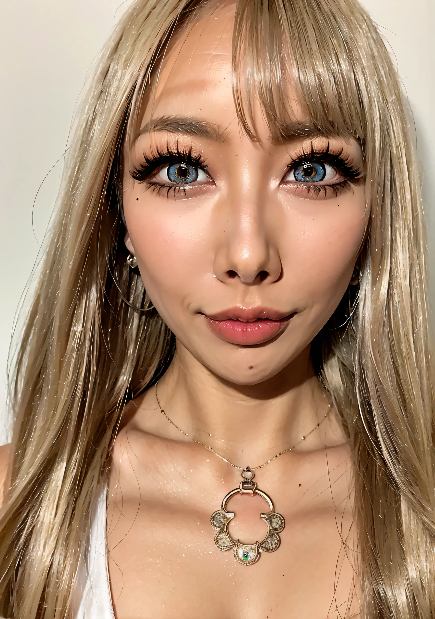 (Highest quality、4K、8k、High resolution、masterpiece:1.2)、Very detailed、(Genuine、Realistic、Realistic:1.3)、Many piercings all over the body、Japanese Gal、blonde、Gal Makeup、Gal Fashion、Gold Bracelets、Gold Necklace、Flashy Nails、Completely naked