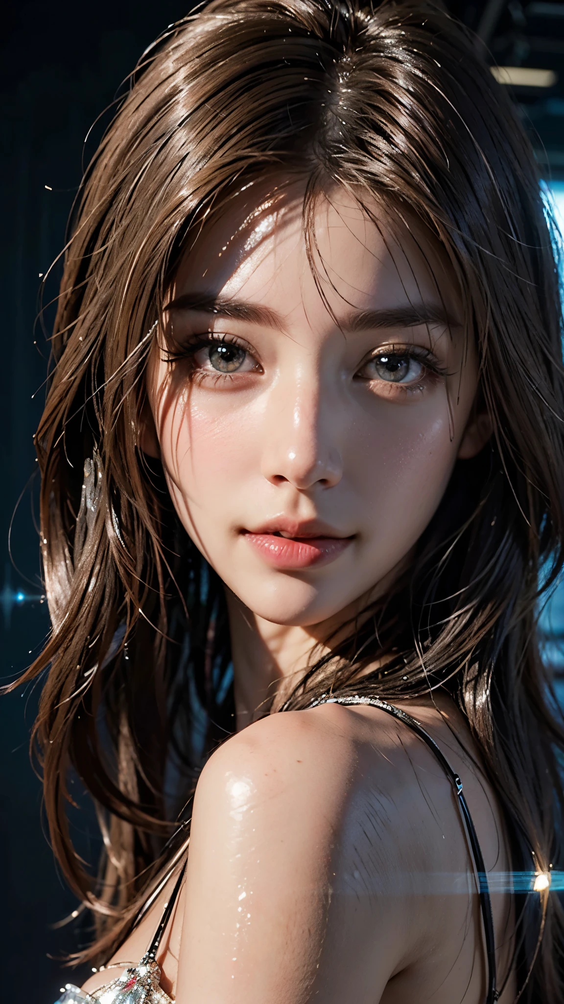 (best quality,4k,8k,highres,masterpiece:1.2), ultra-detailed, (realistic,photorealistic,photo-realistic:1.37),(beautiful detailed eyes, beautiful detailed lips, extremely detailed eyes and face, long eyelashes),studio lighting,physically-based rendering,vivid colors,(Woman soaking wet all over),