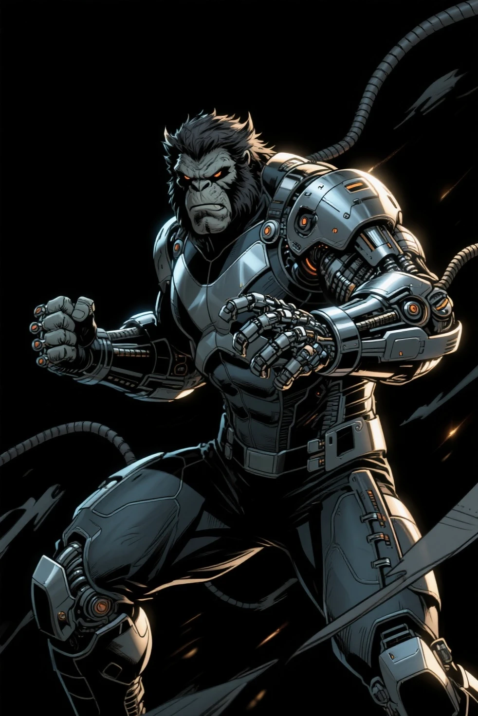 darkness evil gangster gorilla,with pistols,dark art,obscure,4k --auto --s2