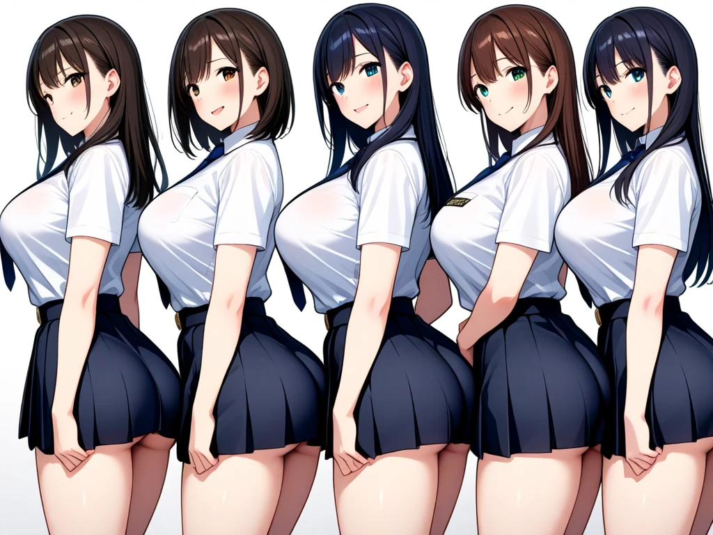 4girls,bust_chart,(white background:1.2),((naked)), (detail pussy), (from side),white background, best quality ,masterpiece