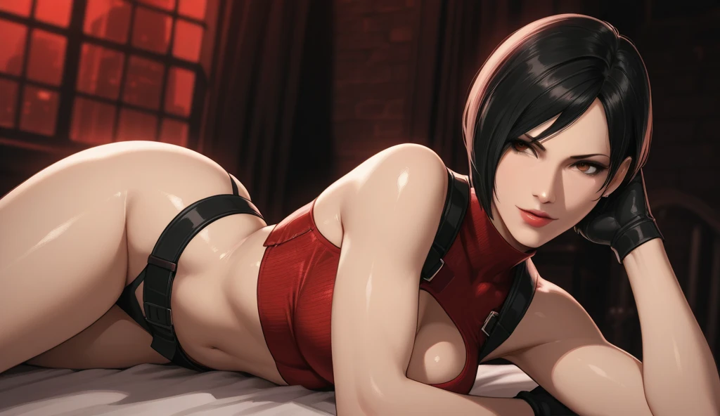 score_9_up, score_8_up, score_7_up, 1girl, solo, mature female, ((Azula)), black tied hair, yellow eyes, red lips, parted lips, fit slim body, ((perfect medium erected breast)), (((nude tits, red tight transparent thong, red stockings))), (((red bedroom))), perfect model body, wide hips, (((in bed)))(((having sex in 69 position)))(((sucking penis)))(((blowjob in 69 position))), lewd view,