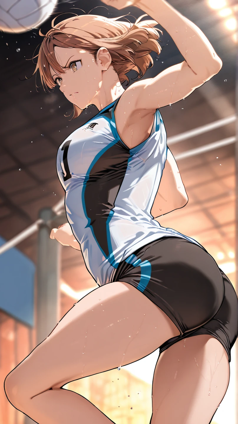 masterpiece, fullbody,, best quality, ridiculous, high resolution, 4k, ray tracing, intricate details, very detailed, (1girl: perfect face, small breasts , long ginger hair, petite, twin tails, freckles, shiny leggings) ,standing split,full body,standing on one leg,white background