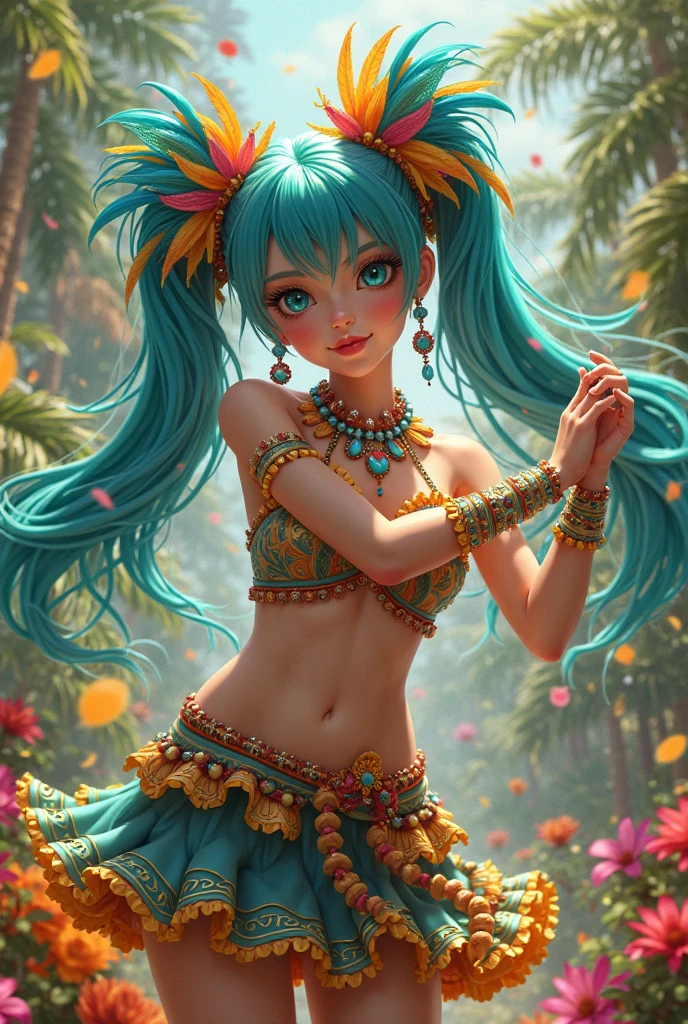 (Best Quality,4K,8K,hight resolution,masutepiece:1.2),Ultra-detailed,(Realistic,Photorealistic,Photorealsitic:1.37),Latin,samba,Samba Carnival Costumes,Brazilian,gorgeous costumes,Slender eyes,Samba costumes,Illustration,pop-art, Vivid colors, Dynamic lighting,Lame costume,Peacock feather costume
