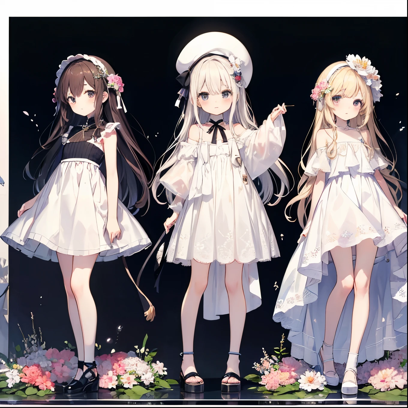 Highest quality,Unity 8k wallpaper,1peopleの,1people,,Glamorous Body,cute,smile,Emerald green eyes,Black Hair,long hair,Bust Shot,people差し指に蝶が止まる,Crossing both arms on top of the fence,A pale pink dress,Straw hat on the head,Summer in full swing,