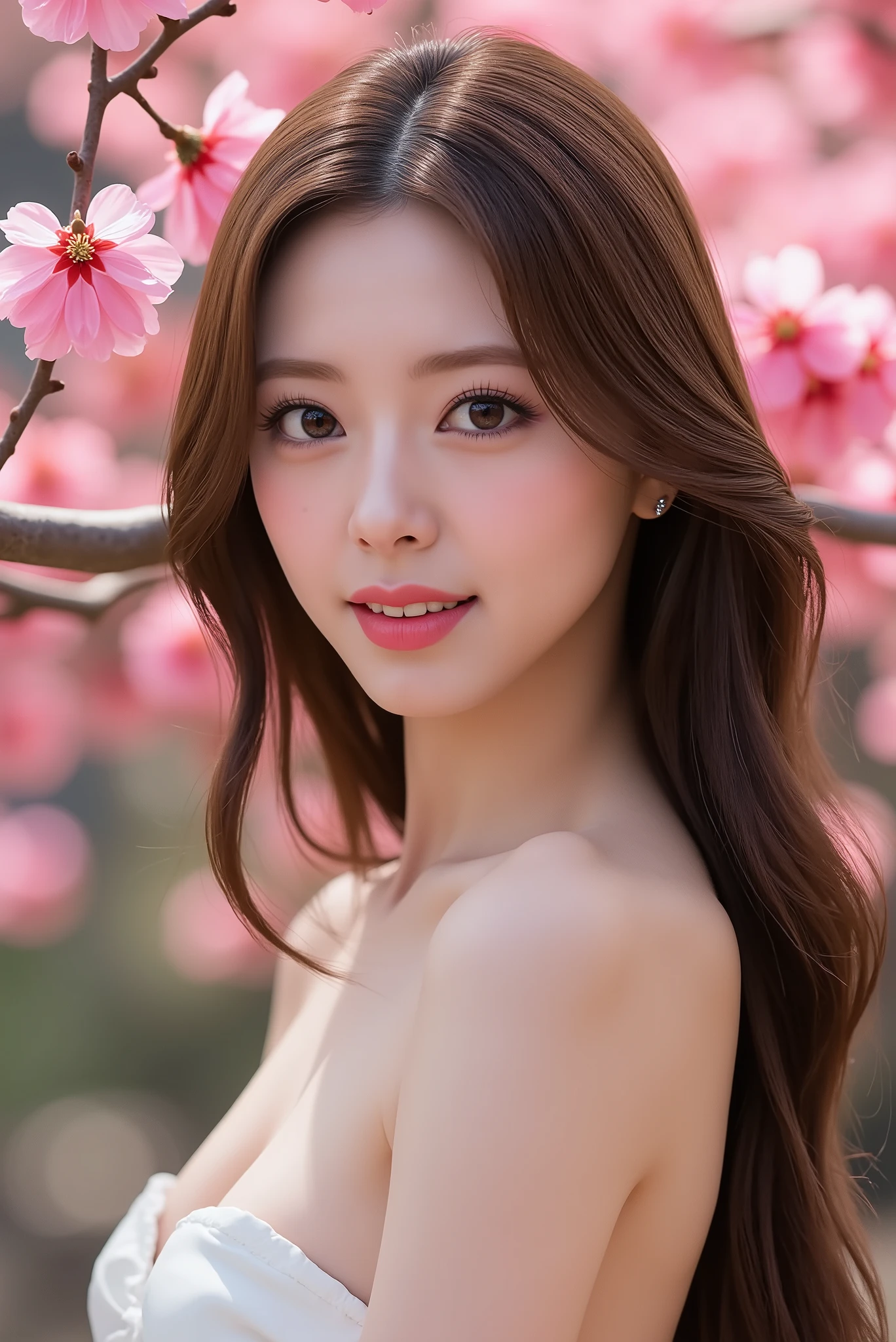 ((Exposing breasts 1.6))),(((Exposing breasts 1.6))),(((Exposing breasts 1.6))),masterpiece, Highest quality, 8k, Absurd, Beautiful medium long bob hair,Woman in her late 20s, That shy expression is cute, (Sensual Style),((Seven episodes were filmed...............1.4)), (Nude 1.5), No makeup, The near road and the far road, Written boundary depth, Surreal, High resolution, photograph, Sharp focus, Face lamp, Dynamic Lighting, highest detailed, ,Extreme detaileds、Super detaileded、detailed、Real Skin、elegant features、Positive and optimistic、(The background is a colorful flower field)