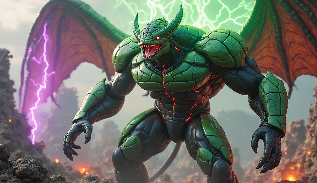 NSFW, Beast King Chronicle, Dragon, Green Dragon, SEGA, GAME, Alterd beast, WereDragon, Dragon, Green Dragon, Green Skin, All Green, No Hair, (god rays:0.15), kemono (detailed soft fur:1.1), best quality, ultra realistic, 8k), (kemono:1.5), (bara:1.5), (male:1.5), muscular, (glowing red eyes1.2), veiny muscles, bulging muscles, wide chest, thick thighs, thick arms, popping veins, looking directly at viewer, (direct gaze:1.5), highly detailed eyes, alluring gaze, powerfull strong mighty, wings, horns, monster, giant, handsome alpha male, wide thick chest, large pecs, large biceps, abs, large shoulders, thick legs, Cock, Big muscles, Muscle growth, Bodybuilding, R-18, Big arms, reg, Big reg, muscle reg, spread legs, bulk up, Growth, bodybuilder, Hyper muscle, full body shot, Hyper cock, Big cock, humanoid penis, Penis, Big penis, Hyper penis, Abdominal muscles, Hyper abdominal muscles, Growth muscle, Power up, definition, Big Abdominal muscles, Abdominal muscles, muscle, Big cock, All nude, nude, Completely naked, nude, bodybuilding, bodybuilding Pose, Big Wings, Only Green Skin, Only Green, Not Hair, All Green Skin