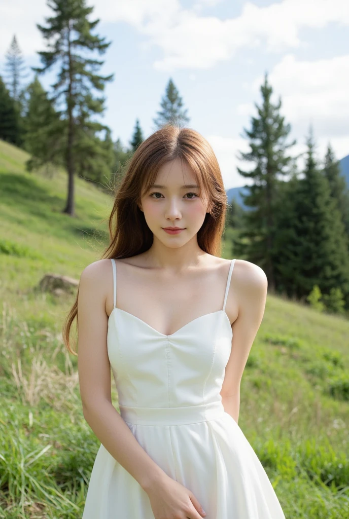 (highest quality, Realistic photos, Raw photo, 8k), (((A beautiful Japanese girl who will charm you,))) ((She is very attractive、I will shower you with love in the middle of a beautiful landscape. You will be captivated by the way I express my emotions with my whole body.,)) (Moments that move you)