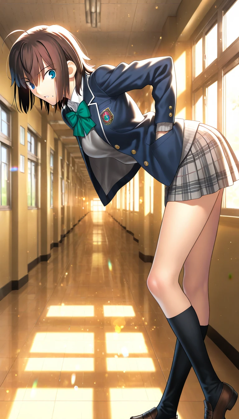 wear a skirt,Lift one leg up