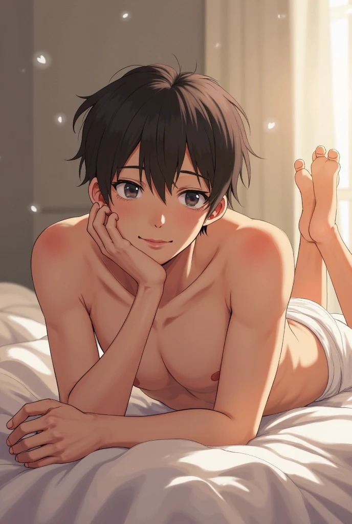 Acute anime boy he is shy and he has no nipple and he's posing on the bed ready to have sex he's shy hot 
Abs and hot body ready to fuck you posing fuck