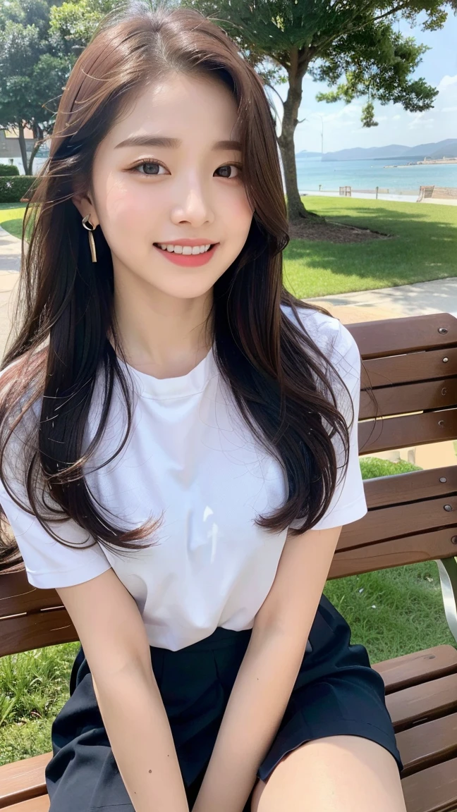 seed:1082546263..((close-up:1.2)).((Full body angle:)).((Highest quality, 8k, masterpiece:1.3)), ((from below:1.1)).concentrated:1.2, Perfect body beauty:1.4, Hips:1.2, ((Delicate Hair)), (Vibrant color block short sleeve crop top for women,Shorts :1.1) , ((Highest quality、8k、masterpiece:1.3))、1 A cute smile、Esbian all over body、Slim face、Big Boobs、Beautiful woman、(Dark Brown Hair)、Long Hair、1.1、Flickering Valley、Detailed eyes、double eyelid、Blurred Background、超Slim face、smiling face、Cross your arms、Looking down、Walking in the park、