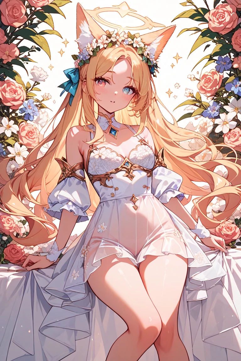 Dynamic posing, dynamic angle, Arrange pose,Top quality work,Show Legs,sexy, ((wavy hair, pale skin, long light ginger hair),,beautiful detailed eyes, (green aquamarine eyes),, freckles, 16 years old, Rose cheeks, Pretty cute Face, A perfectly proportioned face,full-body view, amazing, small round chest、Beautiful eye details、Beautiful eyelashes、beautiful double eyelid, with blush cheeks,