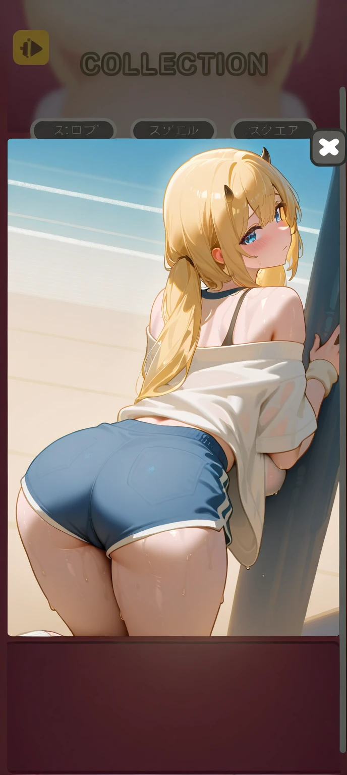 小さな幼いcute美少女、Koishi Komeiji、(naked)、cute、(blush:1.2)From the side、anus、Hairy pubic hair、Blonde braids、From the side、yukata
