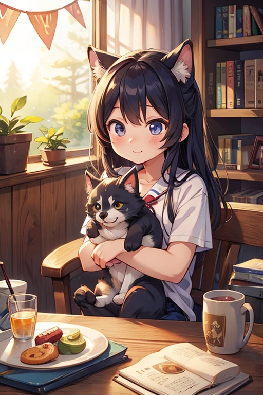 One girl.

(masutepiece, of the highest quality, Kyoto Animation Style Illustration, of the highest quality, Official art, aesthetics, Beautiful details, :1. 2), BREAK, (17 years old girl), Very detailed, colourfull, highest details, BREAK, (Bomb Chest: 1. 2,), Clear skin, Beautiful skin, Shy skin, with fringes, 1 beautiful girl, Brown hair, (Cat ears, Ponytail, medium-Long hair: 1. 2), (Light blue eyes, long eyelashes, Double eyelids: 1. 2), Solo, BREAK, 

Fans shake their heads to blow wind into the room.
A girl is one girl.
Black tank top and shorts. Sweat.
girl's own room, bed, desk work, Chair, DVR, Shelves with small items,Women's underwear scattered all over the room,Holding your head in bed,

Fans shake their heads to blow wind into the room.
The girl sits in front of the fan, Eat ice cream with your mouth wide open, A smile,