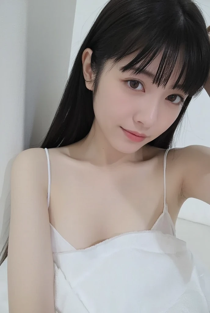 japanese girl,23 years old,No bra,C cup,long black hair,smile,