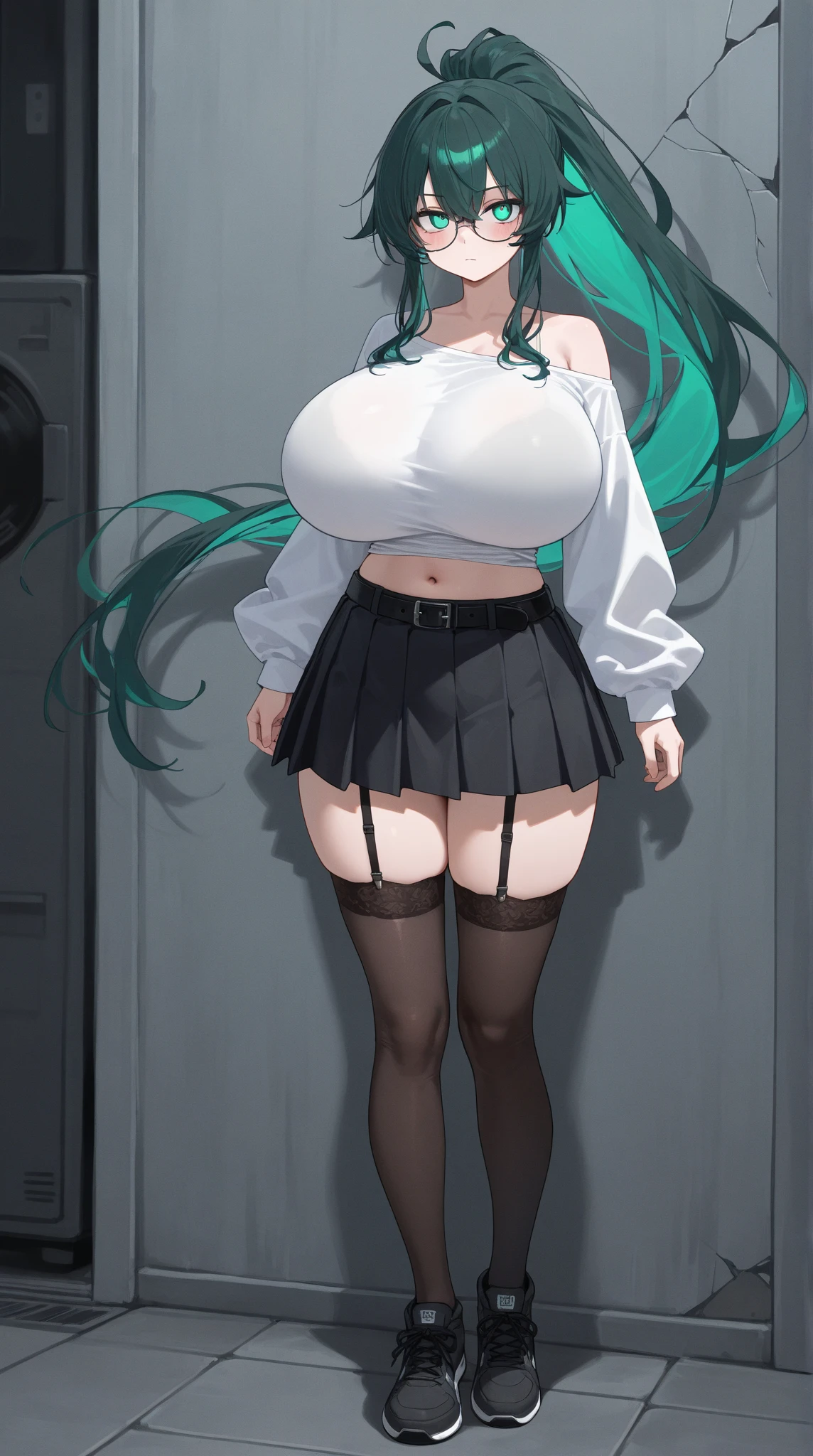 Manhwa style woman mature Teacher in a black dress without panties lifting her and showing her vagina to a student hiding in the classroom, Slim, , , serious face