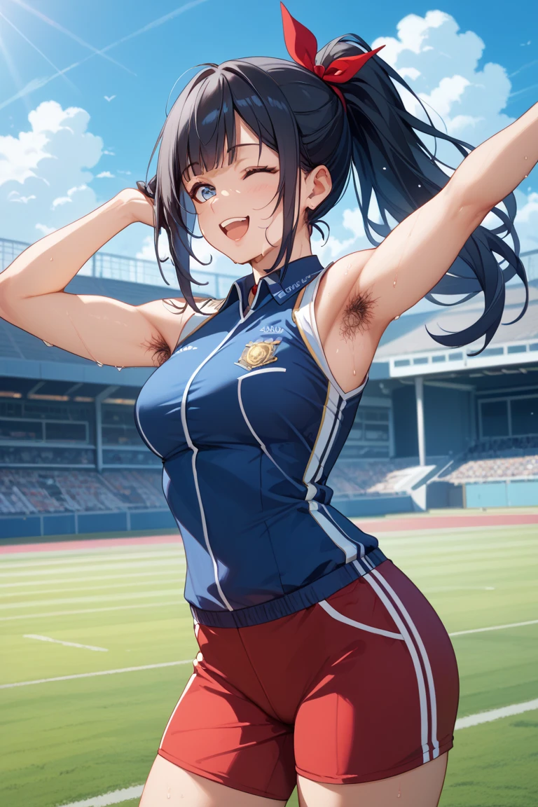 chun-li, ripped muscle, muscular body, small breast, pale skin, smile(blush), nude, skirt, sixpack abs, [ultra detailed skin:1.2], double bun, 8k uhd, pussy, full body, crowd, public, night, poolside, standing,
