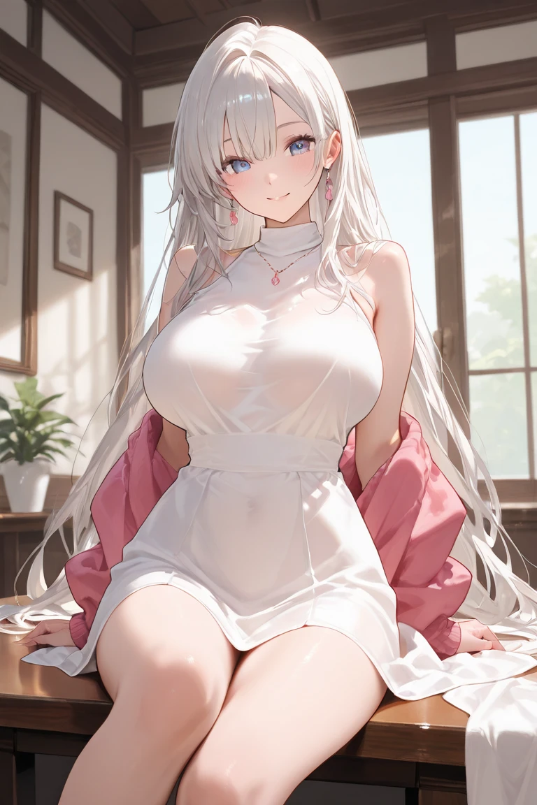 (mature:1.2) style princess, (Tifkeller:1.08), masterpiece, highest quality, highest quality, cinematic lighting, (volume lighting), very detailed CG unity 8k wallpaper, concentrated, 8k wallpaper, 4k wallpaper, very detailed, surreal, realistic, sharp focus, disorganized, (HDR:1.2), (high contrast), photograph, detailed and complex, Instagram, portrait, very detailed, digital painting, art station, concept art, Smooth, sharp focus, figure, cinematic lighting,A beautiful woman with very long hair and a gentle smile and a beautiful sunset in the background,((white summer sweater is huge inflated )) ,anime,japan comic,