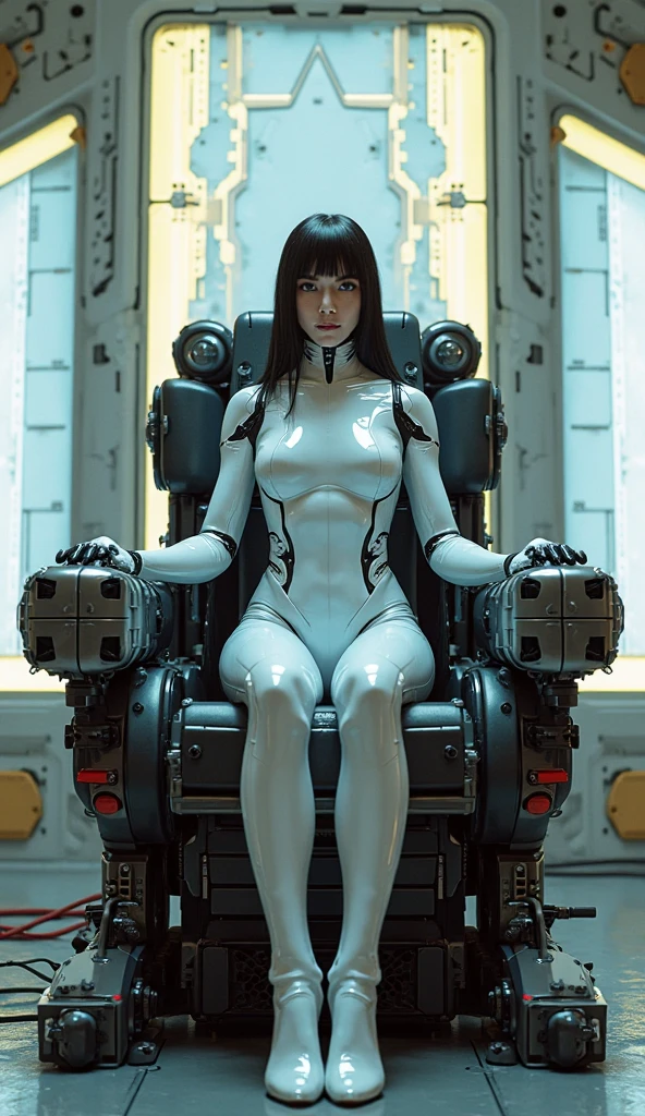 An individual sits in a sleek, minimalist room surrounded by floating holographic displays. With eyes closed in concentration, they reach out a hand towards one of the displays, manipulating virtual objects and data with a mere thought. The room pulsates with a soft glow as the person seamlessly interacts with the digital world, showcasing the power of mind-machine interfaces.