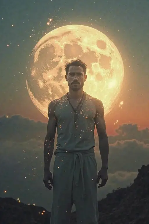 A young indian man waiting for moon. He is not blind.make an image of this without moon.