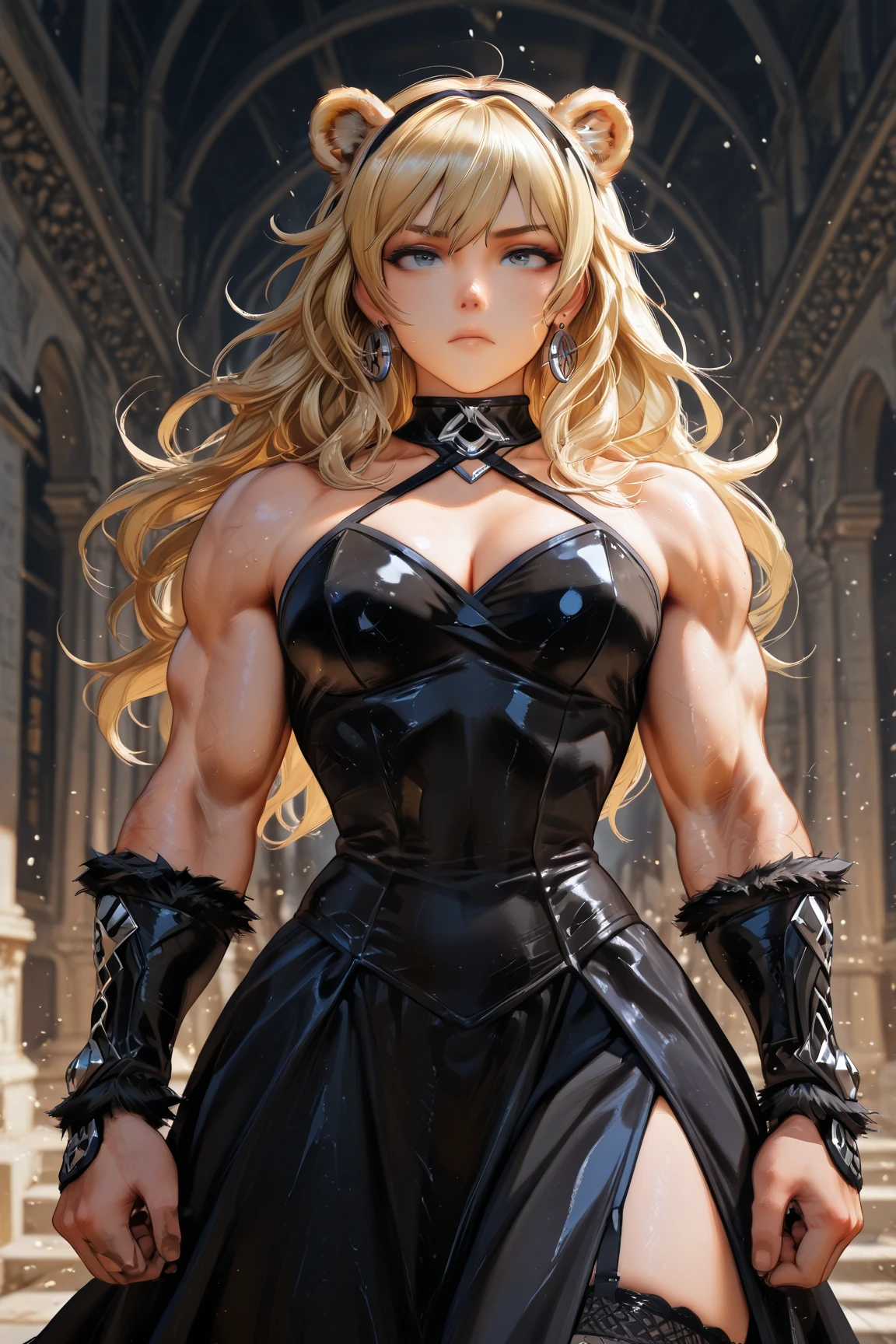 nhead, (blonde hair:1.4), horse tail, horse ears, (yellow eyes:1.5), long hair, (large breasts:1.2), (Muscular Female), thicc thighs, curvy hips,
BREAK, bikini,
BREAK looking at viewer, (sweaty body), ((smirk)), (sweaty:1.3), from below, from behind,
BREAK (masterpiece:1.2), best quality, high resolution, unity 8k wallpaper, (illustration:0.8), (beautiful detailed eyes:1.6), extremely detailed face, perfect lighting, extremely detailed CG, (perfect anatomy),