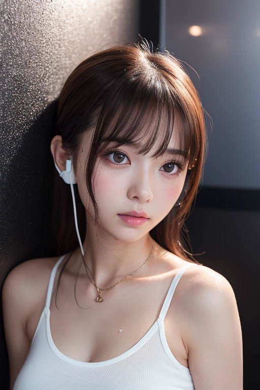 Highest quality, masterpiece, Ultra-high resolution,8K, (Realistic:1.6), (All fours portrait:1.4) RAW Photos, Soft looking breasts,((Sakura-colored miniskirt fashion)),((Up Facial)),((k-popアイドルメイク)),One girl,(smile, Showing teeth)), 26 talents,((Long hair side parting hairstyle)),((Looking up at the audience)),Face Focus:1.4,((Shooting from above with a fisheye lens:1.4)),