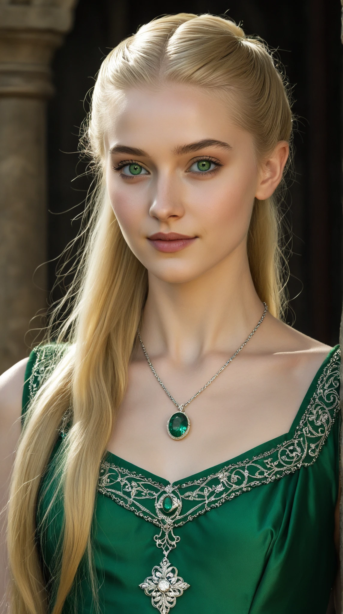 Make a sexy necklace. Rich royal elegant dress