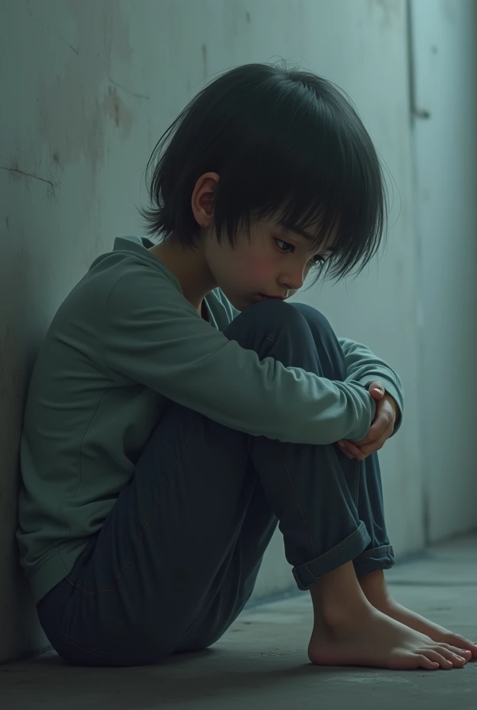 In the corner knelt a thin little figure，The five-year-old boy has a delicate white face，There are cinnabar moles on the forehead，Bright red as blood。