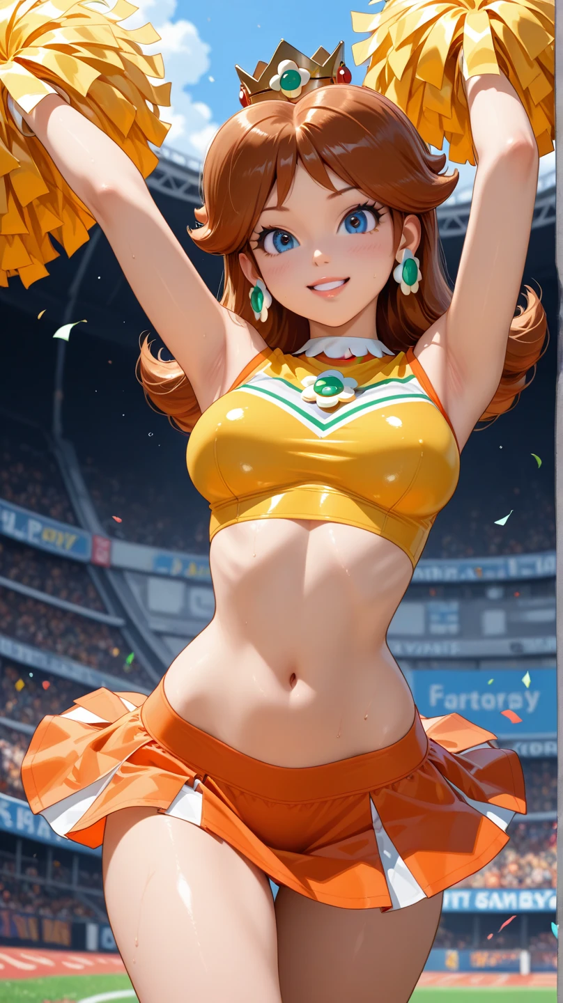 Masterpiece,Solo,1girl,Nami,(One Piece),Big Breasts,Perfect Body,Ultra High Quality,Ultra High Resolution,Ultra Detailed,Photograph 8K,Theme Cheerleaders,Beautiful,Beautiful Girl,Classroom Background,Cheerleaders Suit,Short Skirt 
