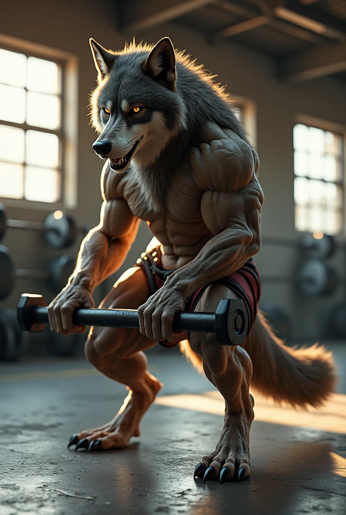 Humanoid Wolf Full of Hair Gym Workout Aggressive Look Bust Only