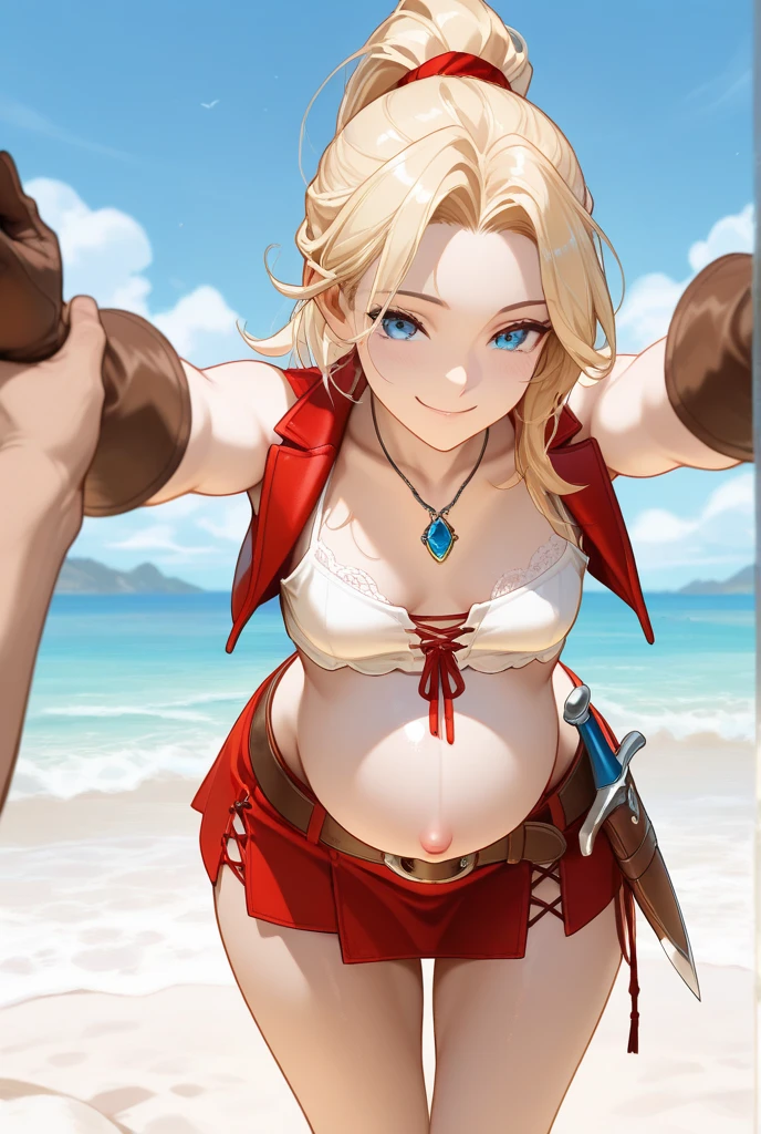 masterpiece, best quality, realistic, woman, tits, nude, explicit, nipples earrings, rings, necklace, jewelry, on the beach, seagulls, waves, sunny day <lora:Astrid-1.5-v1:0.6>, astrid, axe, furs, armor