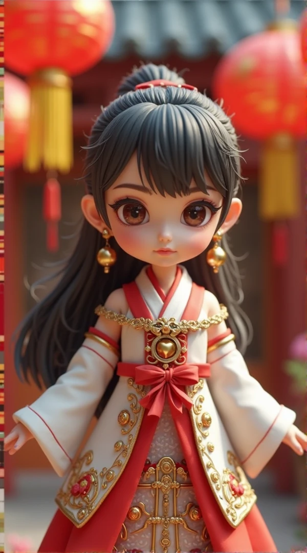 (masterpiece), (highest quality), (Super detailed), (full body: 1.2), one very cute with black hair and blush, lotus flower, shrine, black hair, blush sticker, red shrine maiden's hakama, flower (beautiful and detailed face), (detailed and beautiful eyes), smile, huggable stuffed animal,