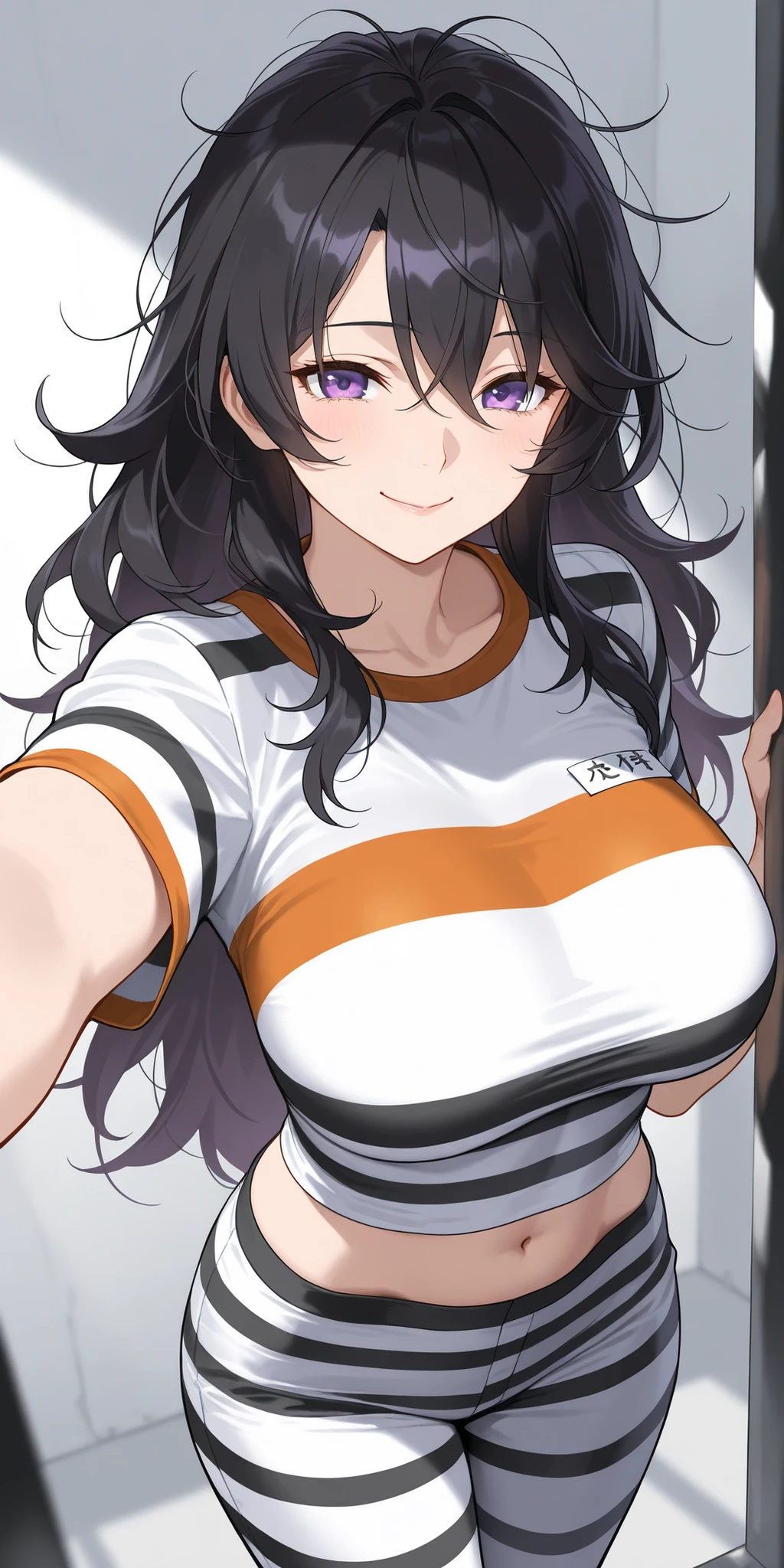 (beste-Qualit, 8K, 12), 1 girl, (megumin), black hair, the perfect body, ultra detail face, detailed lips, (((very small ))), blue eyes, cleavage, looking at viewer, lewd smile, ((oversize tshirt)), off shoulders, no pants, bedroom, books, messy floor thighs, ((white t shirt)), standing, hands on waist, strap, cowboy shot, close up, laundry room
