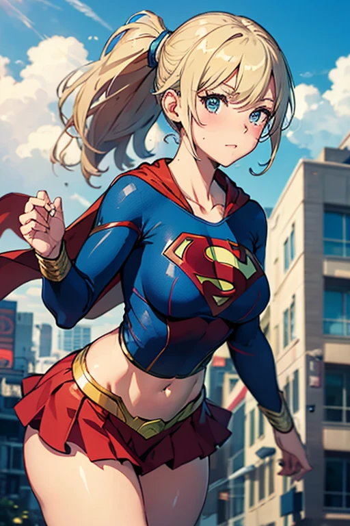 a cartoon image of a woman in a superman costume, power girl, anime visual of supergirl, saiyan girl, supergirl, 90s comic book character design, knights of zodiac girl, super-hero girl, by Akira Toriyama, portrait of a female anime hero, anime girl of the future, the princess of power, portrait knights of zodiac girl