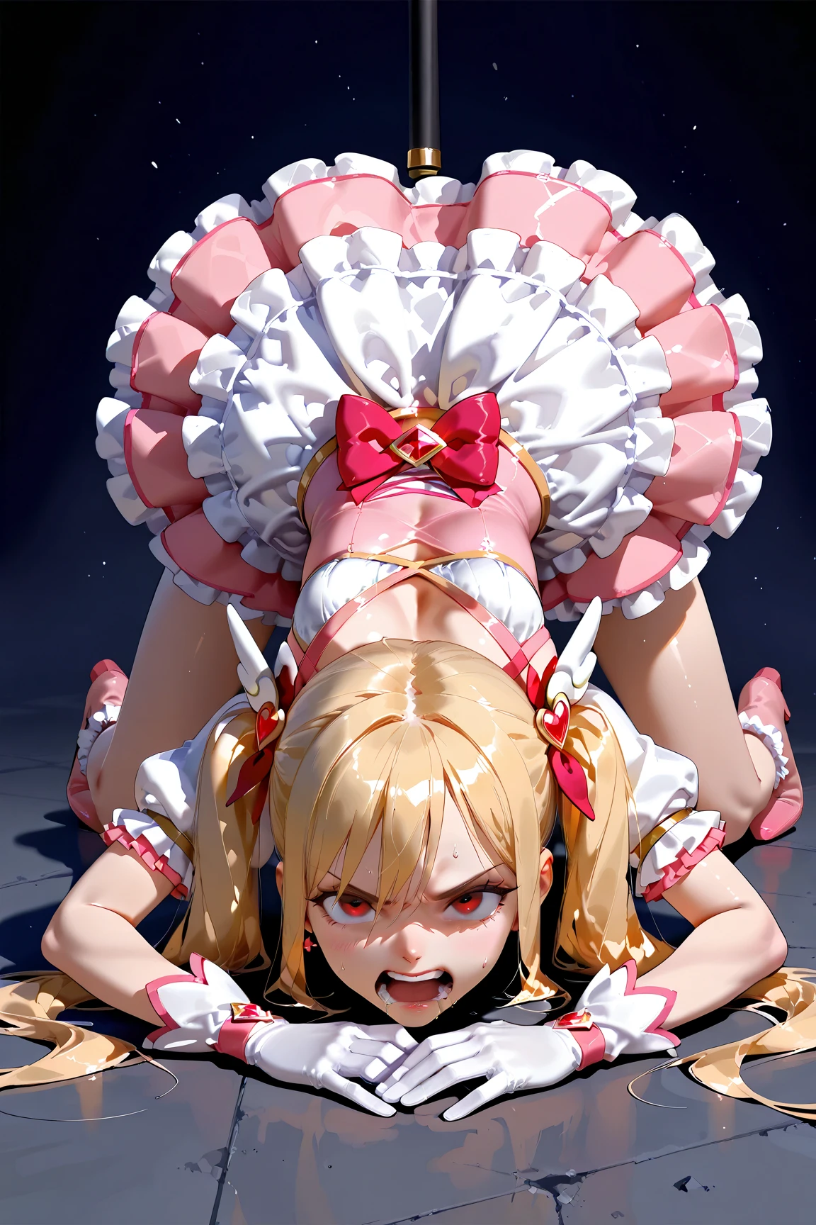 Browsing Caution,(In prison,Arms chained to an operating table,Legs chained to the operating table,Metallic colored Sailor Ballerina transforming heroine,Shiny metallic leotard with ruffled skirt,Sleeveless,Waist ornaments and armor adorned with large jewels,Transformation Heroine Hair Accessories,Ripped metallic thigh-high socks,A big red ribbon and a big jeweled brooch,Shiny metallic heroine costume,Tight transforming heroine gloves:1.5),(Men and women having sex in the missionary position,A transforming heroine gets raped:1.5), (vagina,penis:1.5),(Wide-open legs,Raise and stretch your arms, lying on the operating table,Legs stretched out to the sides:1.5),(Men surrounding a girl,His arms are shackled,Her legs are strapped to the operating table,Restraints bind the limbs,Massive bukkake,Semen Pool:1.3),belly button, (The girl is crying,Open your mouth:1.3),Sweat,Love Juice, (Petite Girls,young,thin,Very small breasts:1.5),Blonde twin tails,Perfect Face, Perfect Anatomy,(Cowboy Shot:1.5),(vaginaから溢れる:1.2)