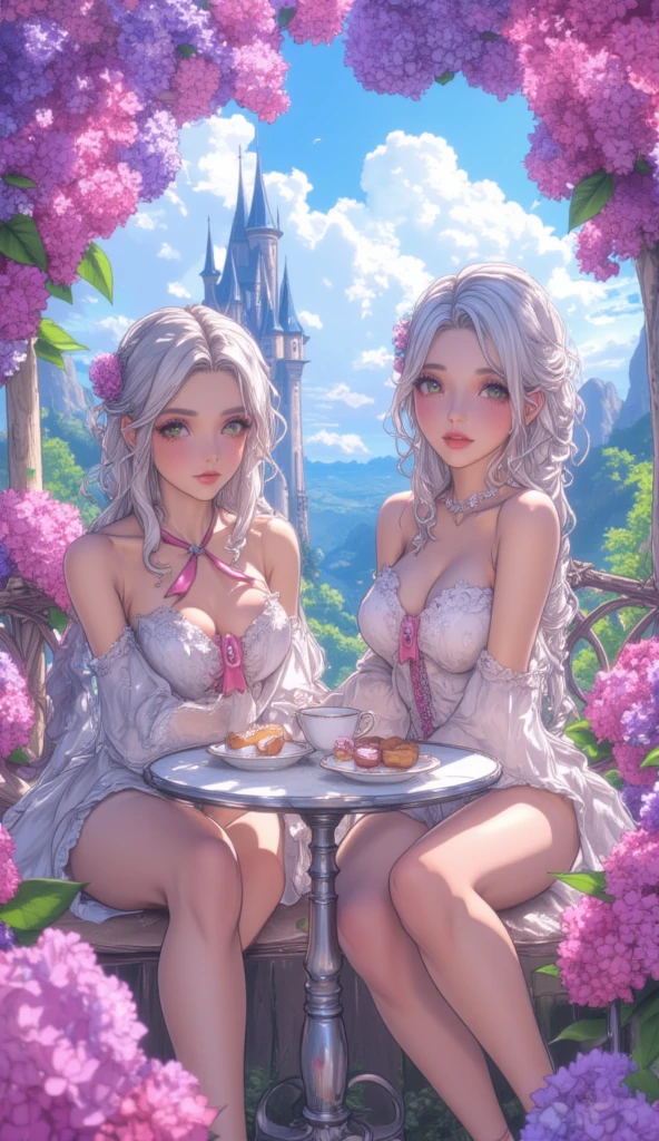 (Princess with wings, Pink, cake, glitter, Dramatic, dreamy, cake, water colour, caprichosa, dainty, tiara dourada, trending in artstation, highy detailed, Complex, portraite, digitalpainting, Fantasy Theme, costume dress, fantasy concept art, fantasy character art, self-righteous, teenagerPerfect body, fully body, dreamy, cake, water colour, caprichosa, dainty, pink long hair, art by Lois and Lois Van Bahr, Art Station Trend, Very detailed, Complex, portraite, digitalpainting, tremendously beautiful fairy elf, shiny wings, fluffly, 8k, ((master part)), (extremely high quality), (circunstanciado), Beautiful, Big, Beautiful eyes, Beautiful, goddessLiving in a rose garden, of Nature, Queen, hyperreal, hard disk, card, pink fada, Jardim das Pinks