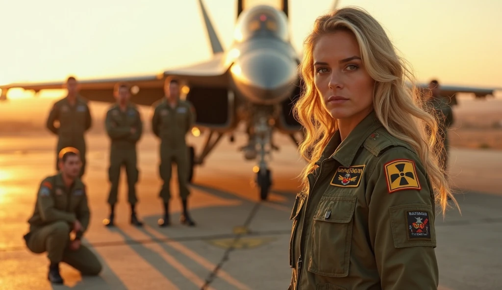 photo of a sexy US military pilot girl standing by a combat helicopter and wearing a military pilot uniform, looking like Charlize Theron in her youth, wide frame photo (((full length))), extremely detailed CG unity 8k wallpaper, photoshoot style, sophisticated, high detail, dramatic, elite military, real world, fantasy location, combat environment, harsh environment, explosions, helicopter flight, Operation Desert Storm, action shot, (hard focus, 8k), (((natural skin texture)) ), 8k textures, soft cinematic light, adobe lightroom, darkroom, hdr, intricate, elegant, highly detailed, sharp focus, ((((cinematic look))), soothing tones, frenzy of detail, intricate detail, hyper detail, low contrast , soft cinematic light, dull colors, exposure blending, hdr, fade, 35mm, f/1.4, ISO64, f16, 25 sec.
