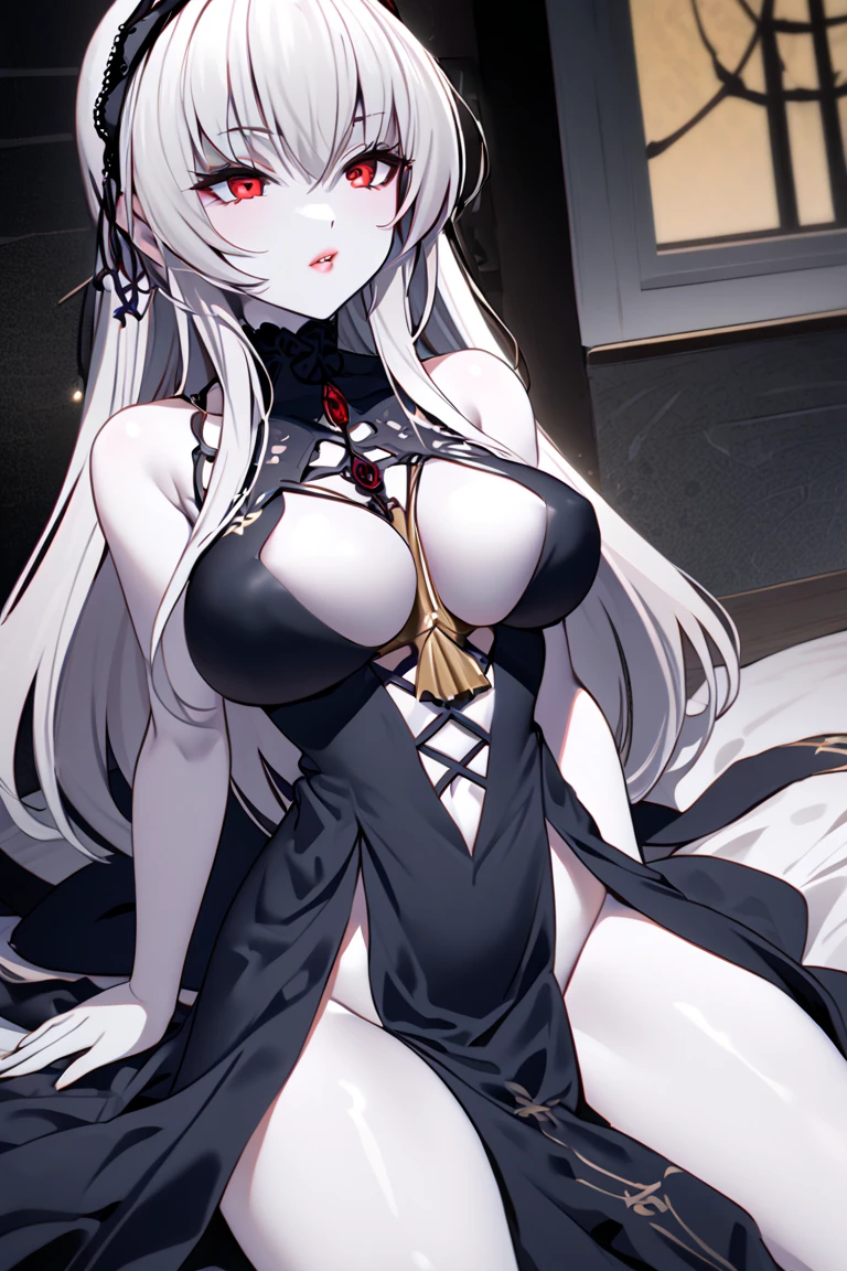 A handsom monster of hell loving Cute busty goddess with big ass with white hairs and grey eyes
