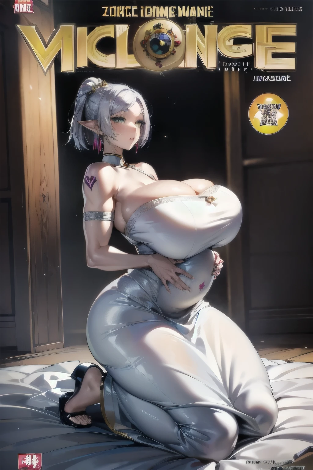 moody lighting, cute girl, (platinum blue hair), ((drill hair)), perfect face, smug smile, (glowing red eyes), (naked), (petite), (slender), (tiny breasts), (flat chest), ((18 years old)), skindentation, extreme detail, attractive oval face, pink lips, pink nipples, glossy skin, detailed hair, face focus, close-up chest, gold ornamental necklace, earrings, (1 girl),