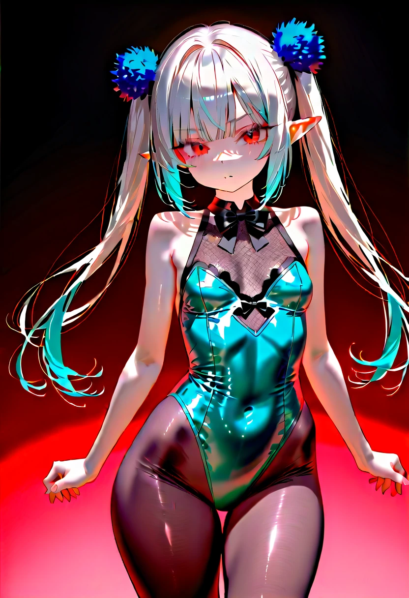 The upper body is Hatsune Miku,The lower body is a large spider,blue hair,Eight red eyes,,{{Best quality}}, {{Masterpiece}}, {{Ultra-detailed}}, {illustration}, {Detailed light}, {An extremely delicate and beautiful}Messy floating hair, Colored inner hair, Starry sky adorns hair, depth of fields,Loli,Largest breasts,The head has three horns,There are five-color lines on the body,Black sclera,Highly detailed, High quality, Masterpiece, Long hair, Execution, teeth, Horror (Theme), Smile, Sharp teeth, Glowing, Dark, Blood, The longest tongue, grin, Glowing eyes, Evil smile,The lower body has only eight spider legs,There are spines in the spine,Stick out your tongue,There are red glowing square gemstones and square sapphires on the chest,The sharpest claws,Eight hands,holding a scythe,Venom is spread throughout the body,red colored skin{meticuloso},There is an eye in the palm of the hand,The spine has raised spines,The arm turned into a snake,There are bone spurs on the tail,Lamia, scutes,Human sharks, maid, Fins, Underwater, full bodyesbian, navel, Original Character, voluminetric lighting, Best shadows, Shallow depth of field, stunningly beautiful girl, Petite, Delicate Beautiful Attractive Face,harpy, feater,