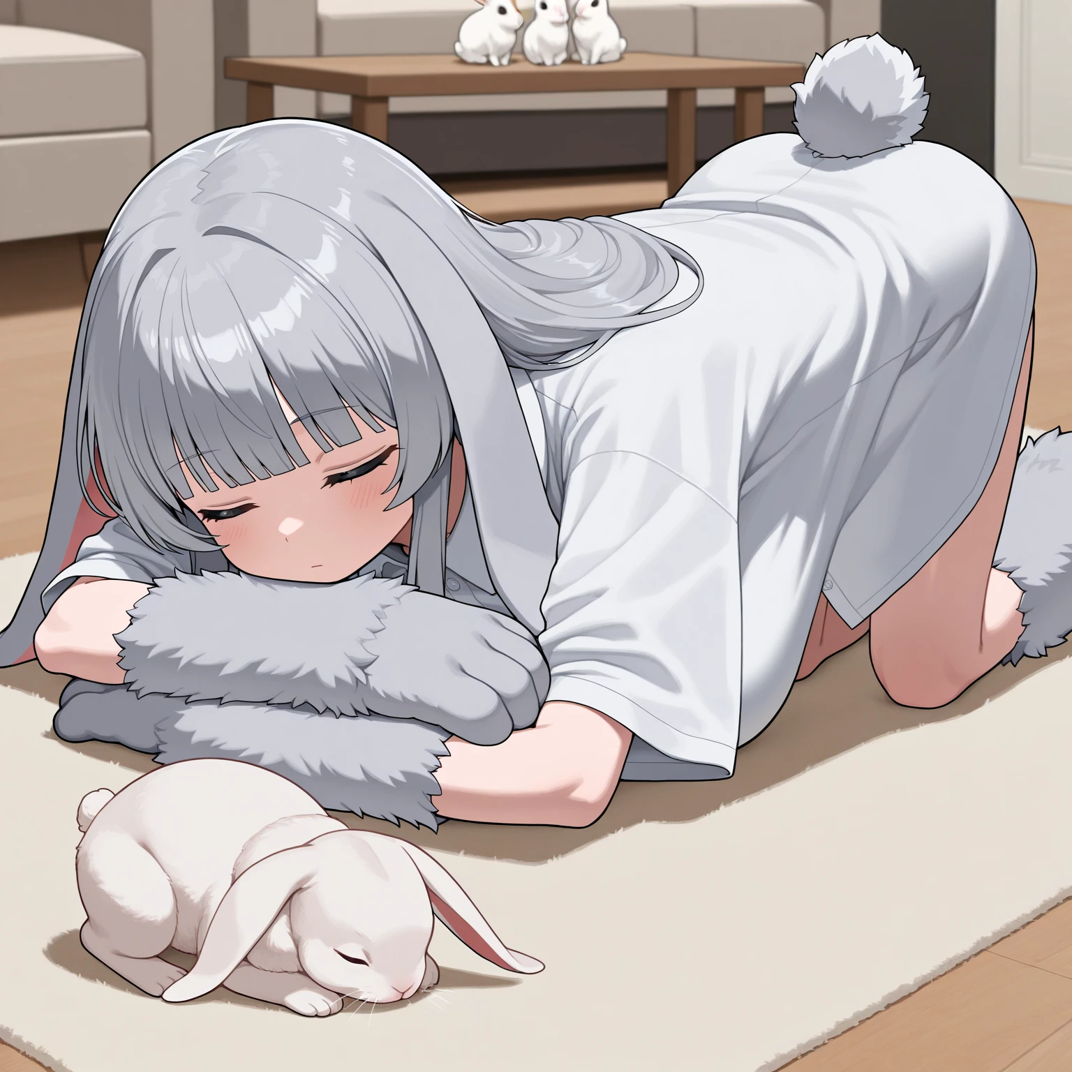 (best quality), (masterpiece), (Detailed lighting),(Extremely delicate and beautiful), (A lot of white marshmallows background:1.4), (floating:1.4)
1 girl lying in soft marshmallow, White marshmallow wrapped her, (Baby pose), (Close your eyes), Smile, braid, (Blue long hair:1.15),(Light blue and white striped pajamas:1.1), (Flowering), (barefoot:1.1),(whole body:1.2),Embrace your knees, elegant, quiet and comfortable,White cat ears long hair, Correct anatomy