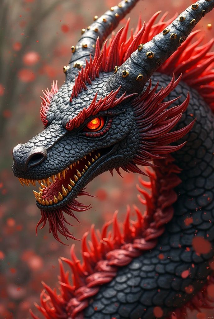 Red and black mythological dragon