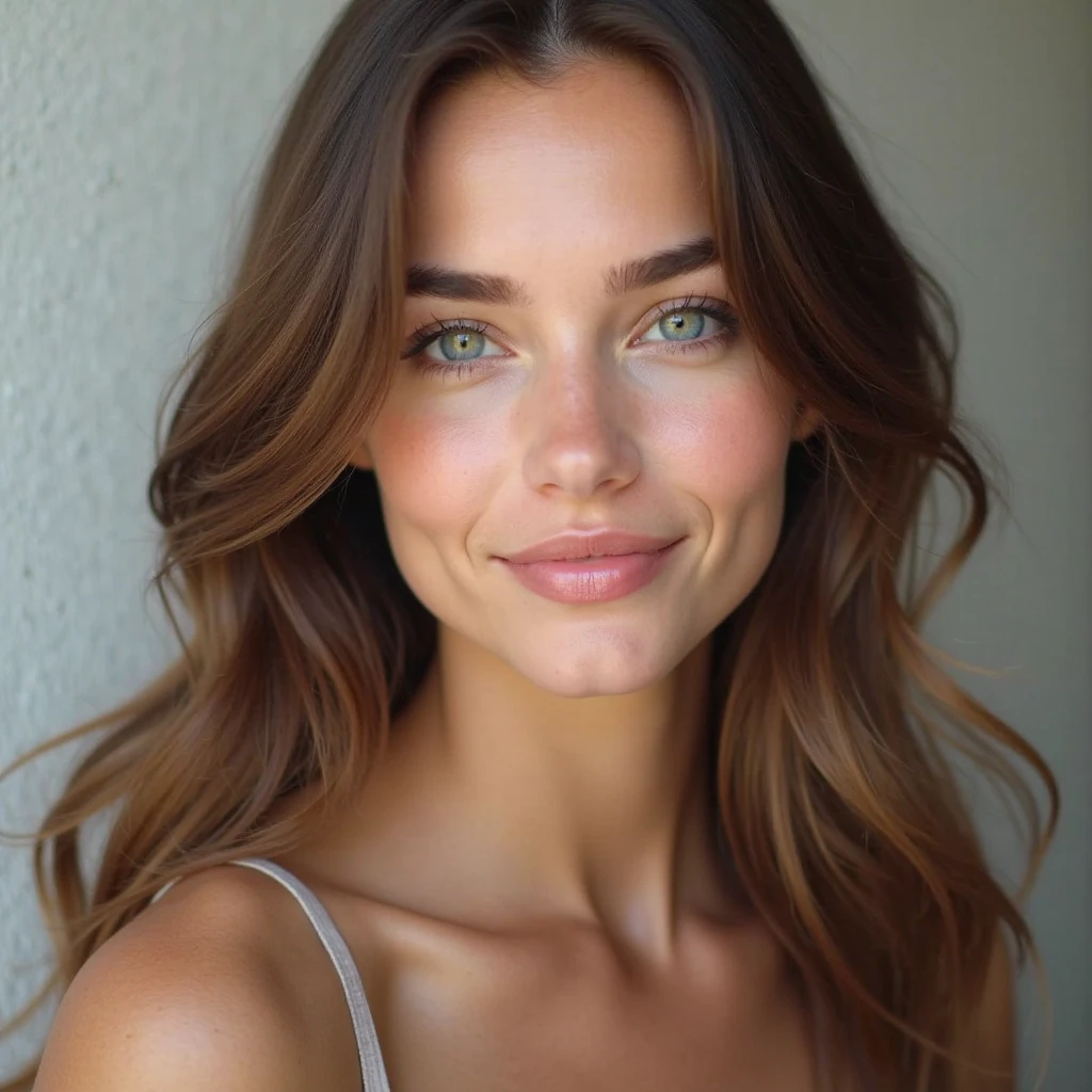arafed woman with long wavy curly hair and blue eyes , portrait, digital art by Julian Allen, tumblr, process art, portrait sophie mudd, no makeup wavy hair, portrait Barbara palvin, beautiful female model, gorgeous attractive face, attractive beautiful face, portrait of margot robbie, perfect face model, sexy face, victoria's secret mode, 85mm canon,