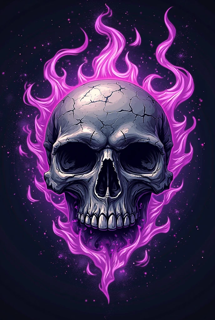Anime style pirate skull logo with purple and black firethe viewer