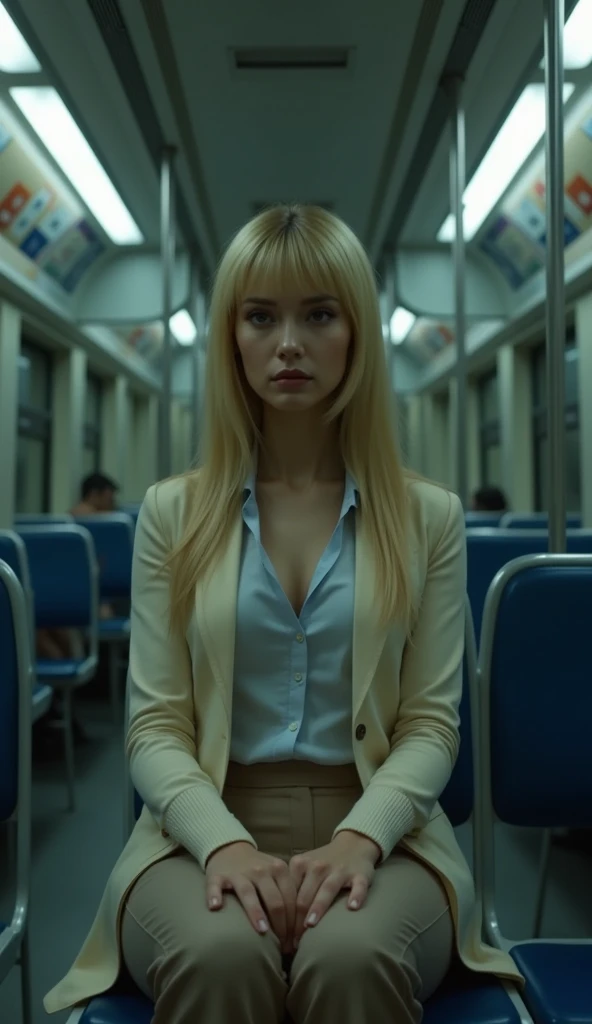 A blond woman inside the AI.