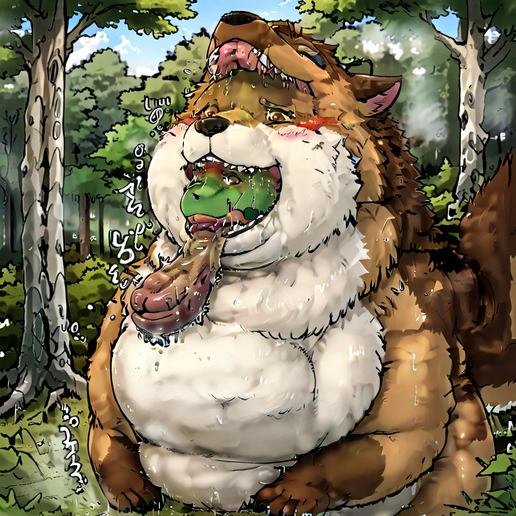 (feral male green Yoshi ), (male werewolf) score_9, score_8_up, dream prompt:score_9, beautiful, detailed cute face, blushing, shocked expression, reverse suspended congress, looking surprised, crying, forest, feet in view, foot shot, 3 toes, crying, cum, green feet, 3 toes, ((screaming)), foot focus, huge feet, leaking vagina, gaping vagina, aftersex, ((closed eyes)), saliva, hyper feet, impregnation, spreading legs, penis, after sex, arms behind back, spread pussy, cum on nose, cum on chest, erect penis, cumshot